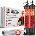 2 High Capacity Emergency Water Straws - Lightweight, Reusable, No Expiration Date
