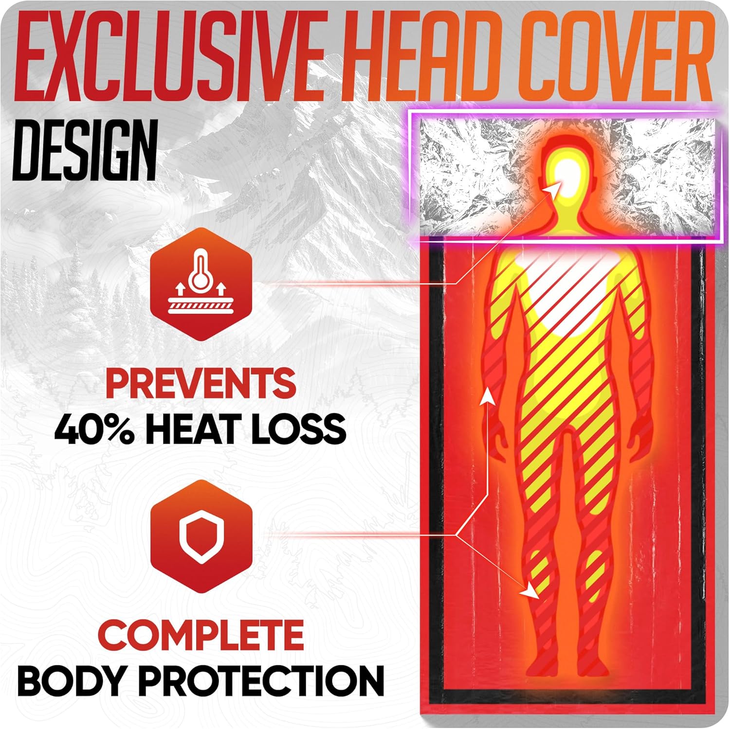 Reflective foil emergency thermal sleeping bag.