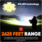 High-Intensity Spot Light - Durable Rechargeable Ultrabright Spotlight Flashlight Handheld Floodlight - Ideal for Outdoor, Emergency, Survival and Home Use. Solar Recharge Enabled, Power Bank Built In