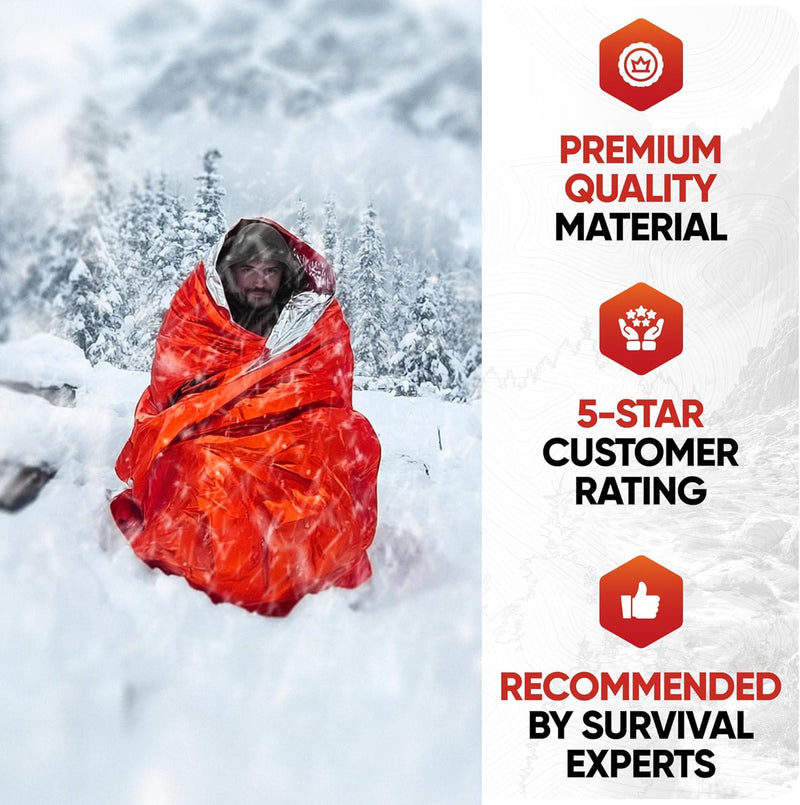 Load image into Gallery viewer, Emergency Sleeping Bags (2-Pack) – Lightweight Thermal Bivy Sacks for Camping, Hiking, Disaster Preparedness – Waterproof, Tear Resistant and Perfect for Survival
