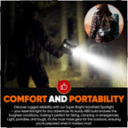 High-Intensity Spot Light - Durable Rechargeable Ultrabright Spotlight Flashlight Handheld Floodlight - Ideal for Outdoor, Emergency, Survival and Home Use. Solar Recharge Enabled, Power Bank Built In