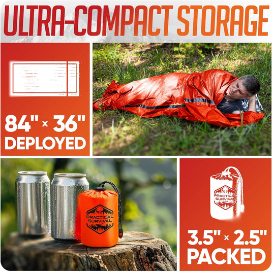 Emergency Sleeping Bags (2-Pack) – Lightweight Thermal Bivy Sacks for Camping, Hiking, Disaster Preparedness – Waterproof, Tear Resistant and Perfect for Survival