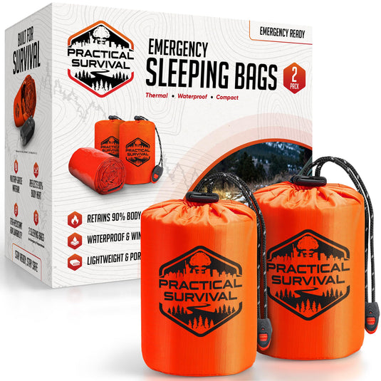 Emergency Sleeping Bags (2-Pack) – Lightweight Thermal Bivy Sacks for Camping, Hiking, Disaster Preparedness – Waterproof, Tear Resistant and Perfect for Survival